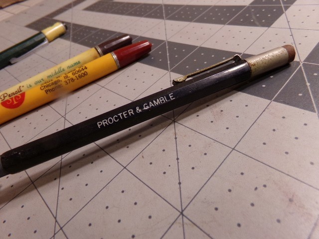 4 Vintage Durolite Advertising Mechanical Pencils. Dur-O-Lite, P &G, Dale Carnig