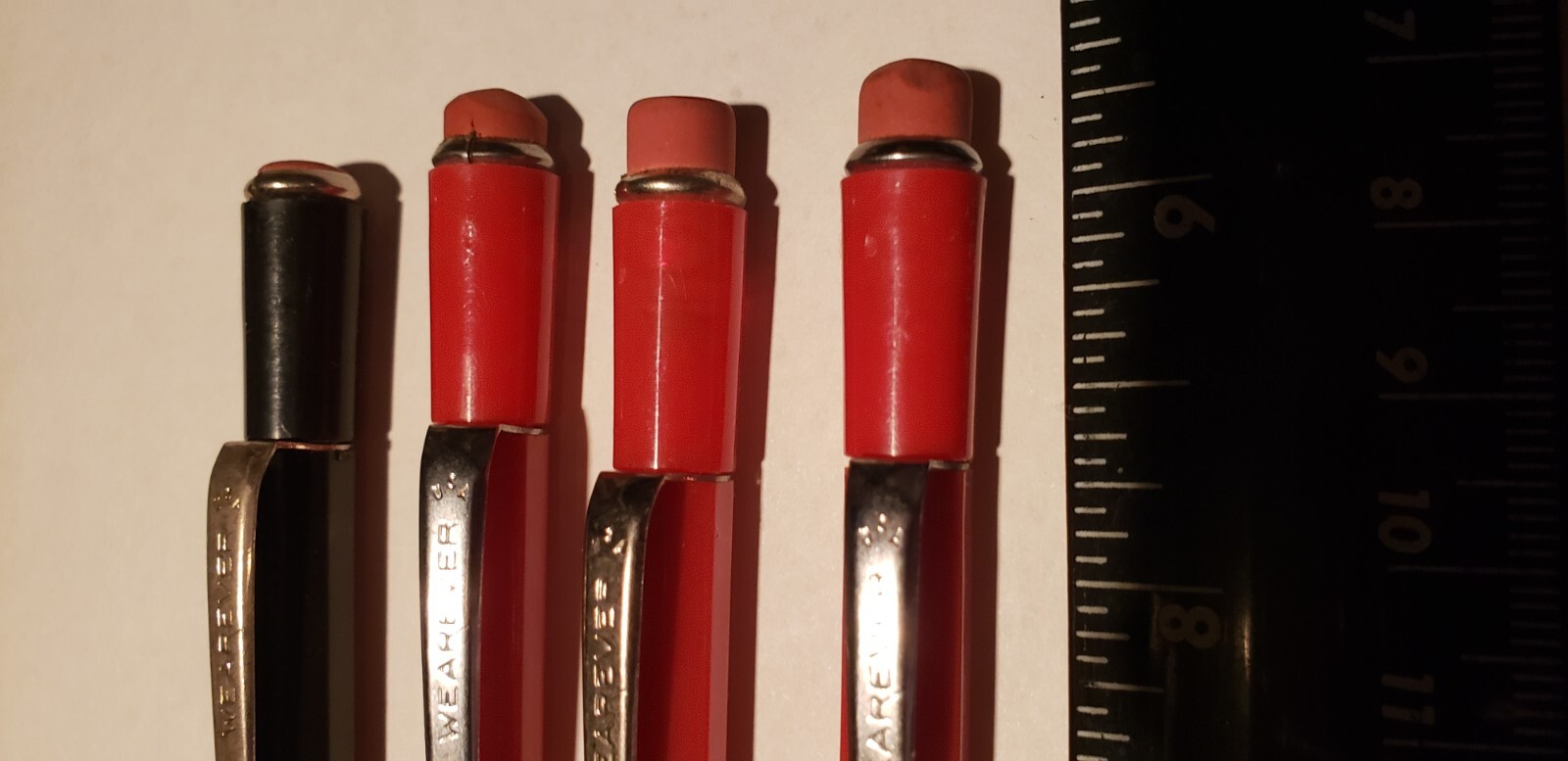 Lot 3 RED 1 Black WEAREVER MECHANICAL PENCILS Used Vintaage 70s 80s and lead