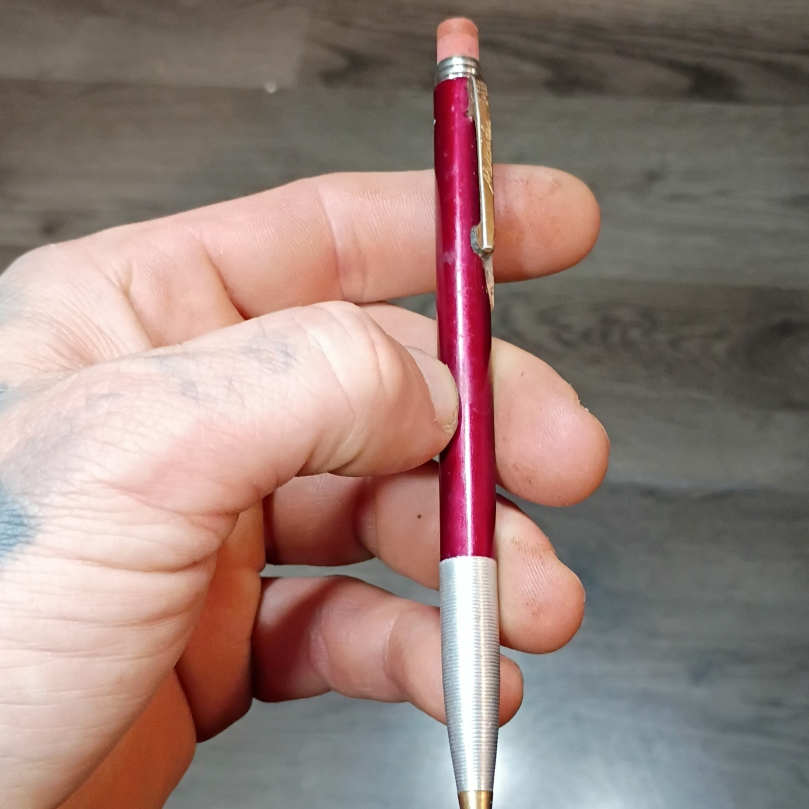 vintage Red Metal Twist Click Mechanical Pencil with Retractable Tip