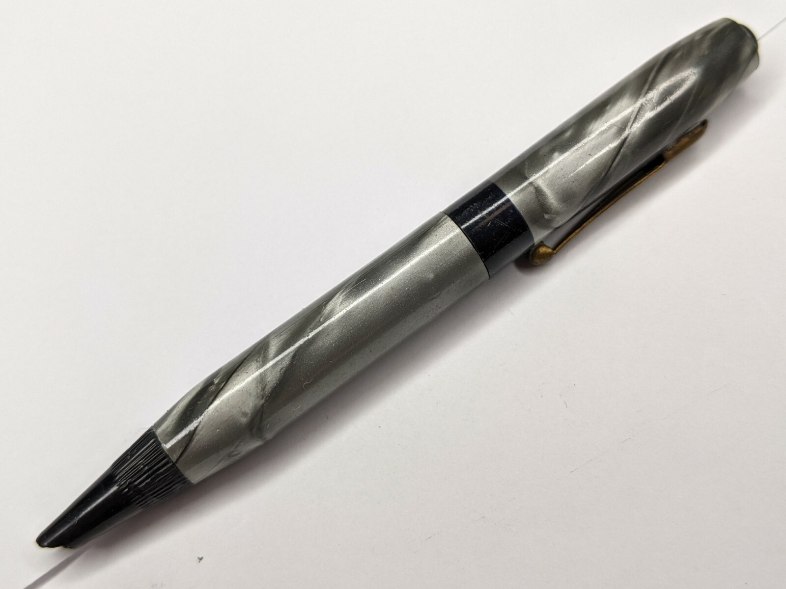 c1950s Mini Gray Marble Plastic Mechanical Pencil 3.75″ Bullet PARTS REPAIR G29