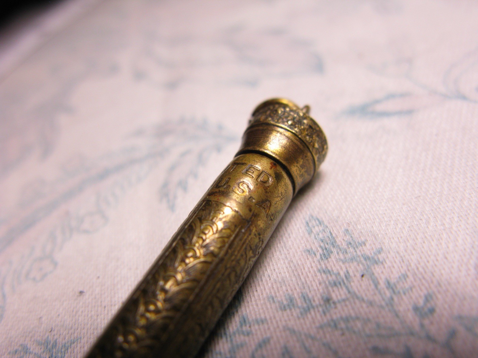 Unbranded art deco Metal Vintage Mechanical Pencil Made in USA Brass color