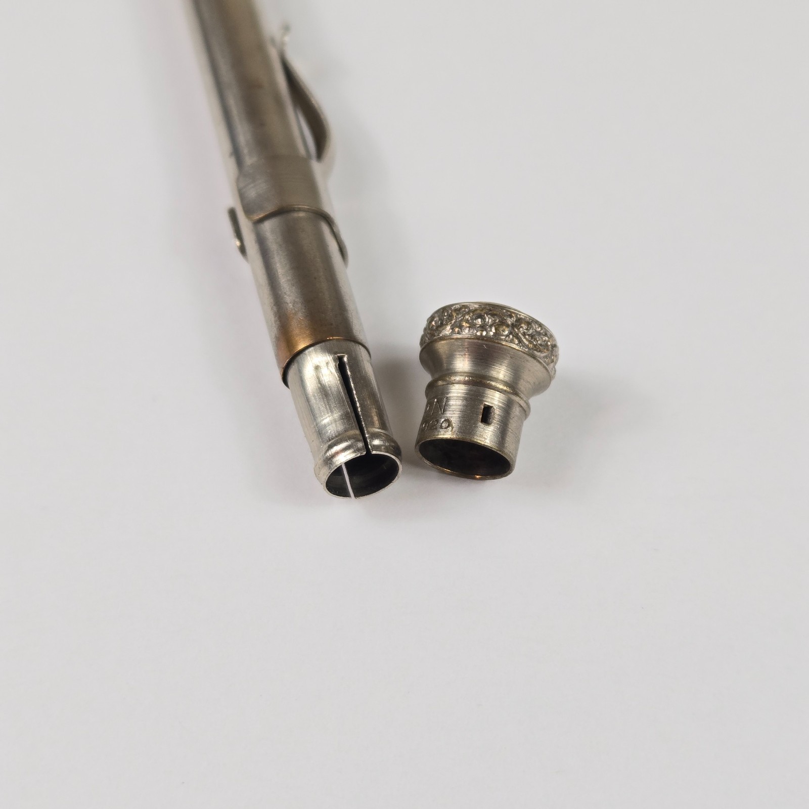 Modern Mechanical Twist Pencil Antique 1920s Silver Tone Paisley Top Working