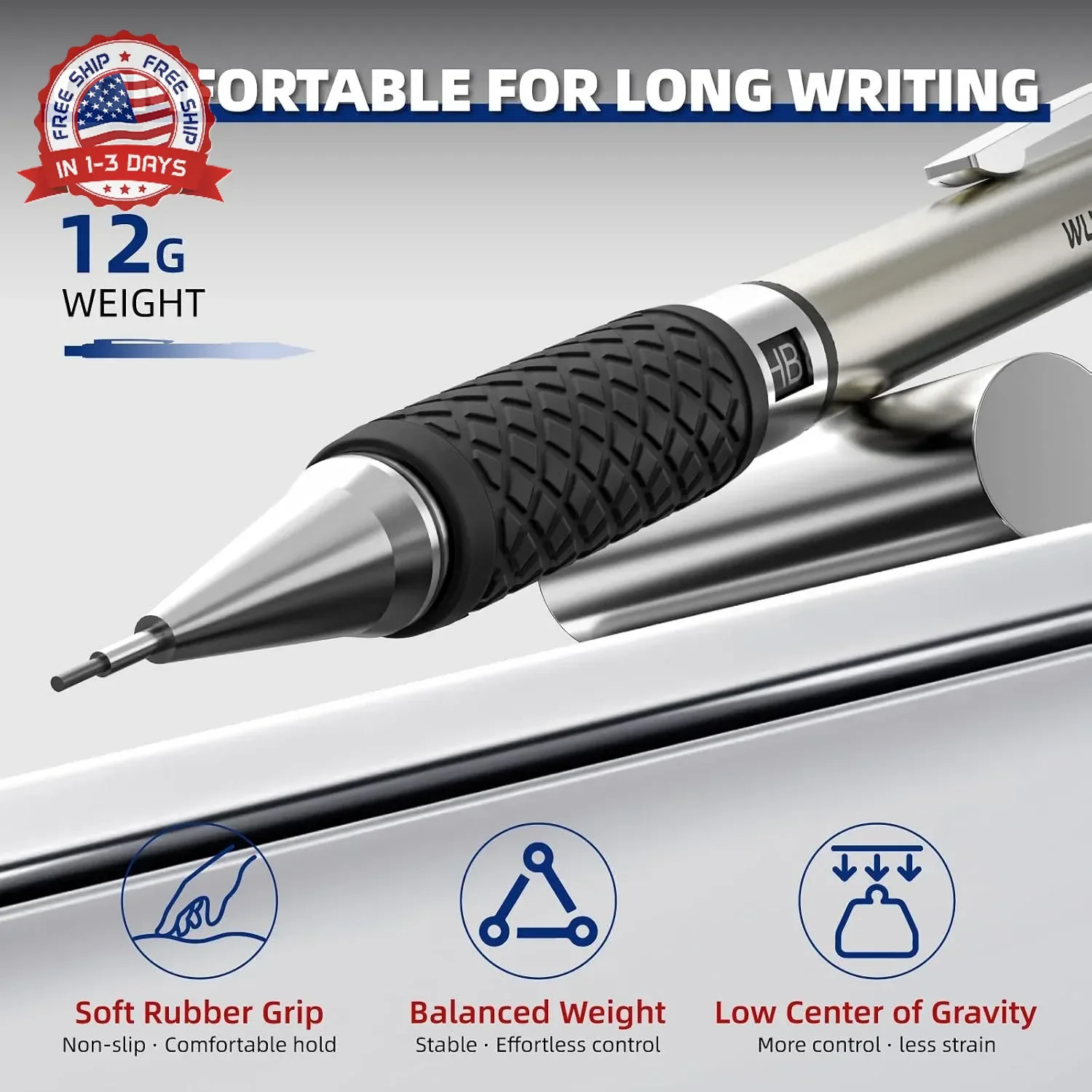 WUO 0.7mm Mechanical Pencil Set in Storage Case, 6PCS Metal Drafting Pencils wit