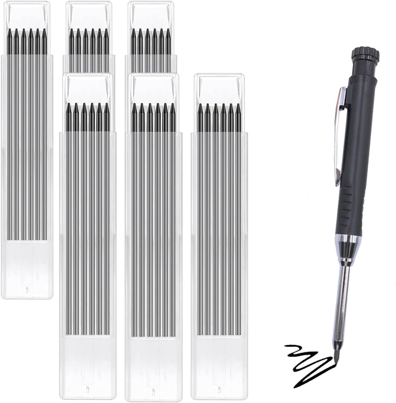 Woodworking Carpenter Pencil Kit 36 Refills 2.8mm Waterproof Lead Set