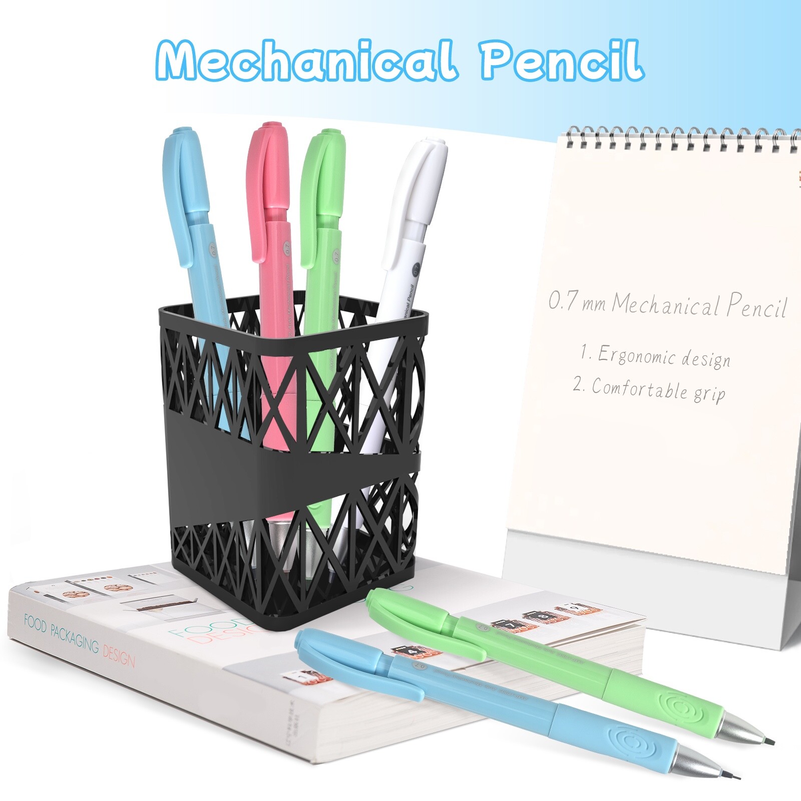 Mechanical Pencil 0.7MM, Comfortable Grip, 4-Count