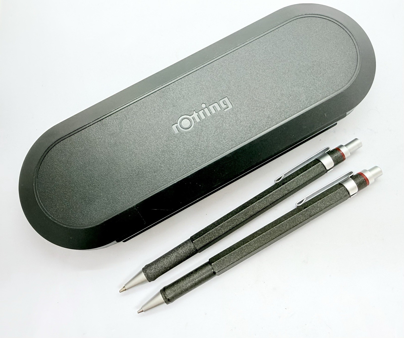 Rotring Newton Lava Ballpoint Pen & Mechanical Pencil Double Push Knock Set Box