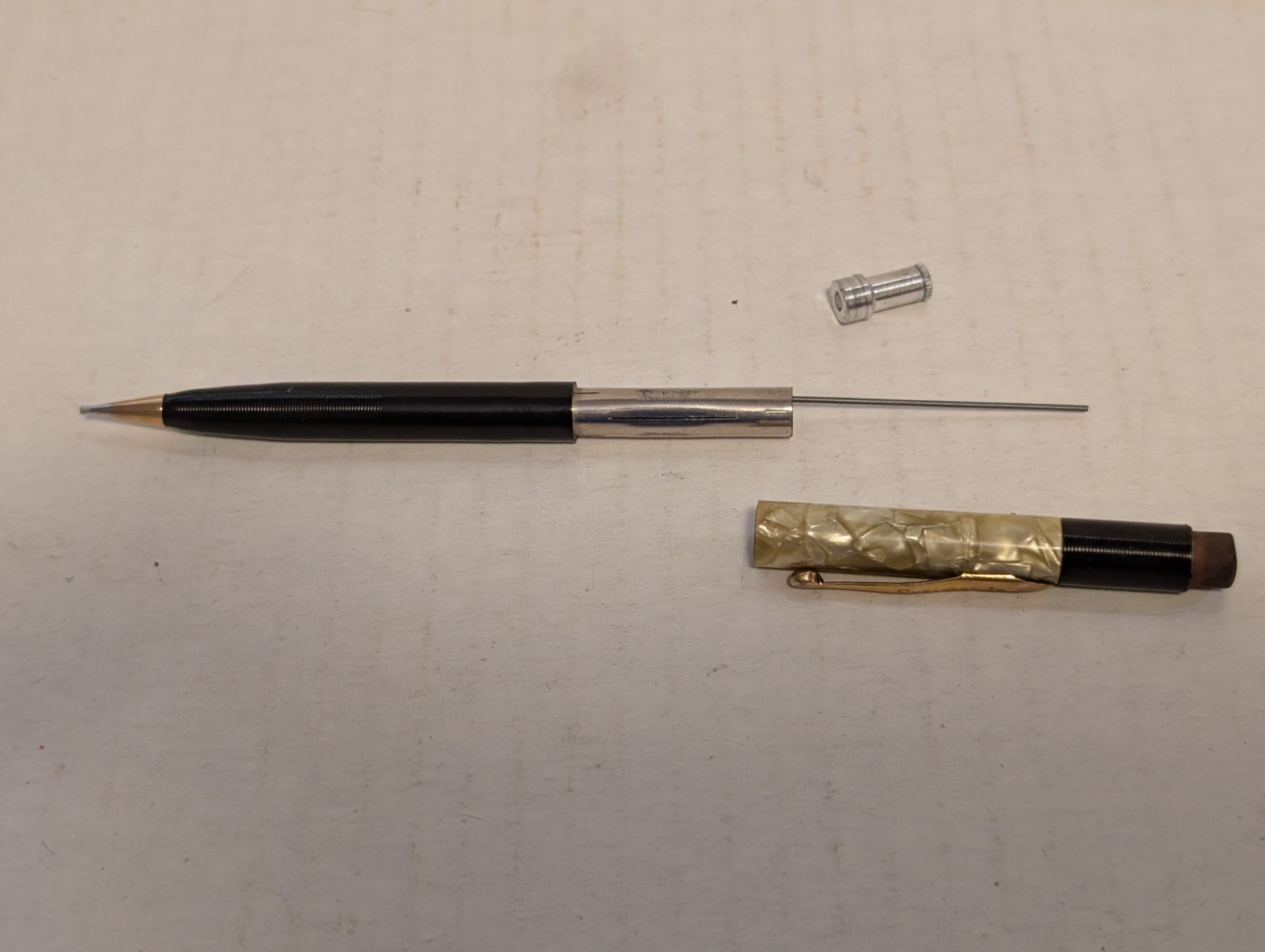 Vintage Sheaffer Mechanical Pencil – Black Gold Marbled Faux Pearl Parts/Repair