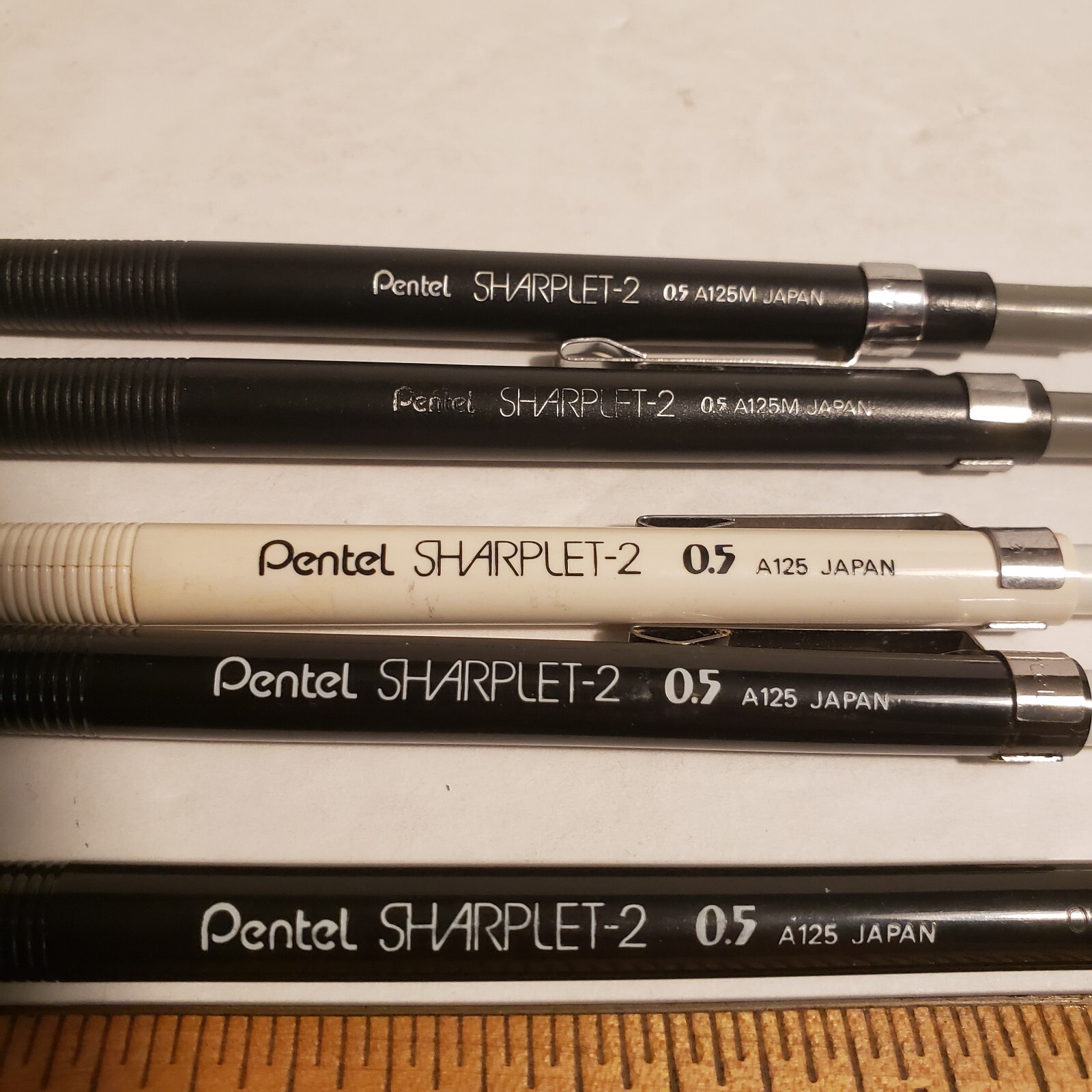 Lot of 5 Vtg Japan Pentel 0.5mm A125 A125M Sharplet-2 Mechanical Pencil Wht/Blk