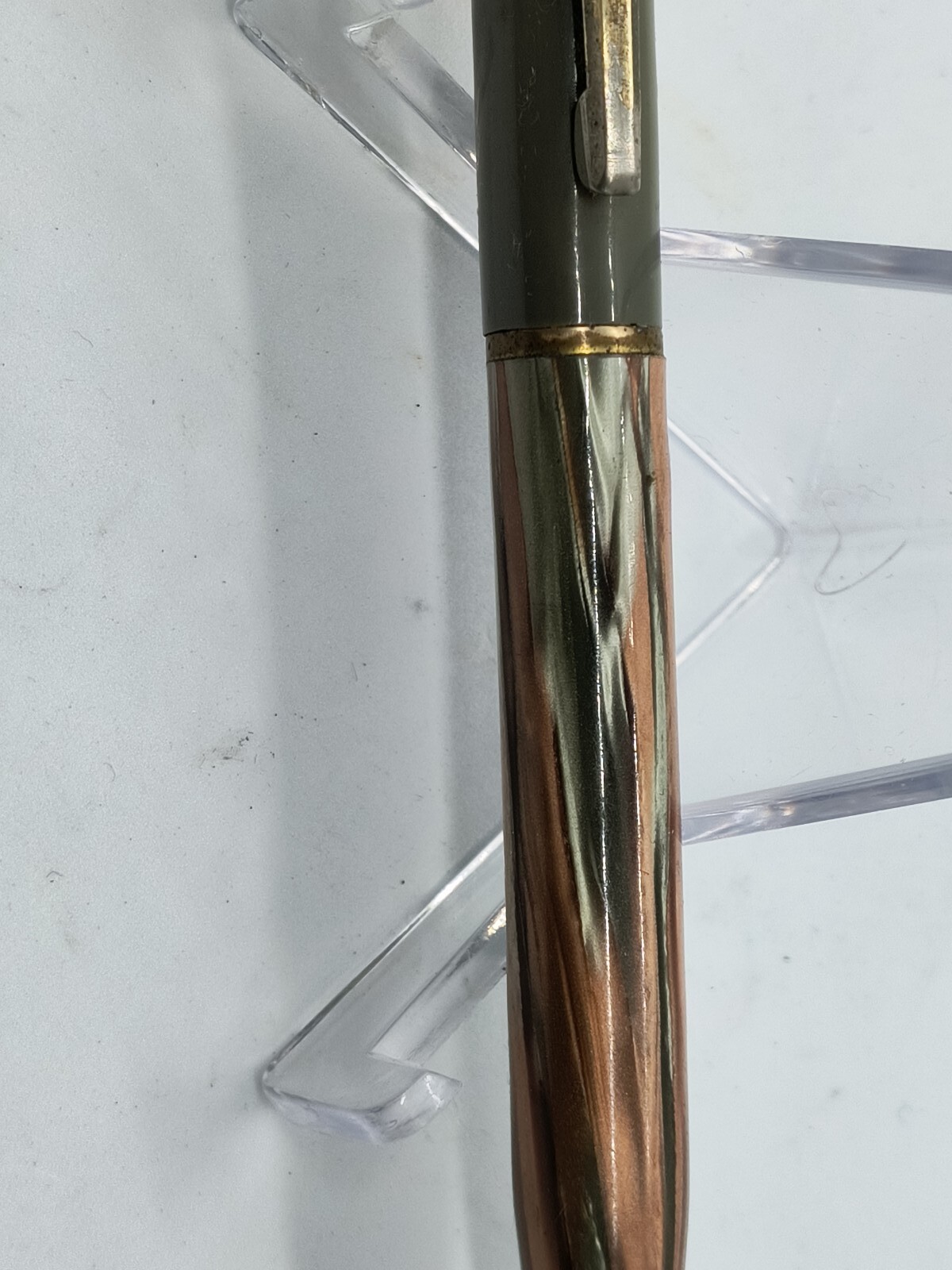 KEMPOINT 1950s Vtg Mechanical Pencil, Olive Green Cap & multi colored Bottom.