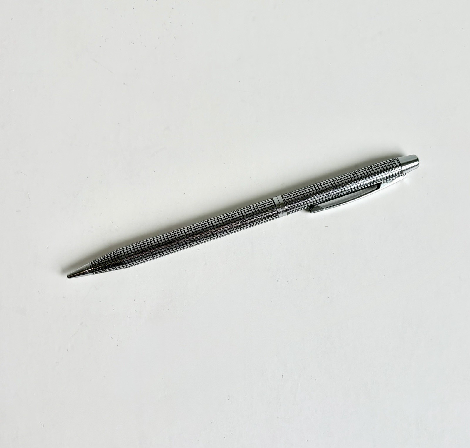 Vintage Centennial Mechanical Pencil Silver Tone Black Grid Pattern Excellent