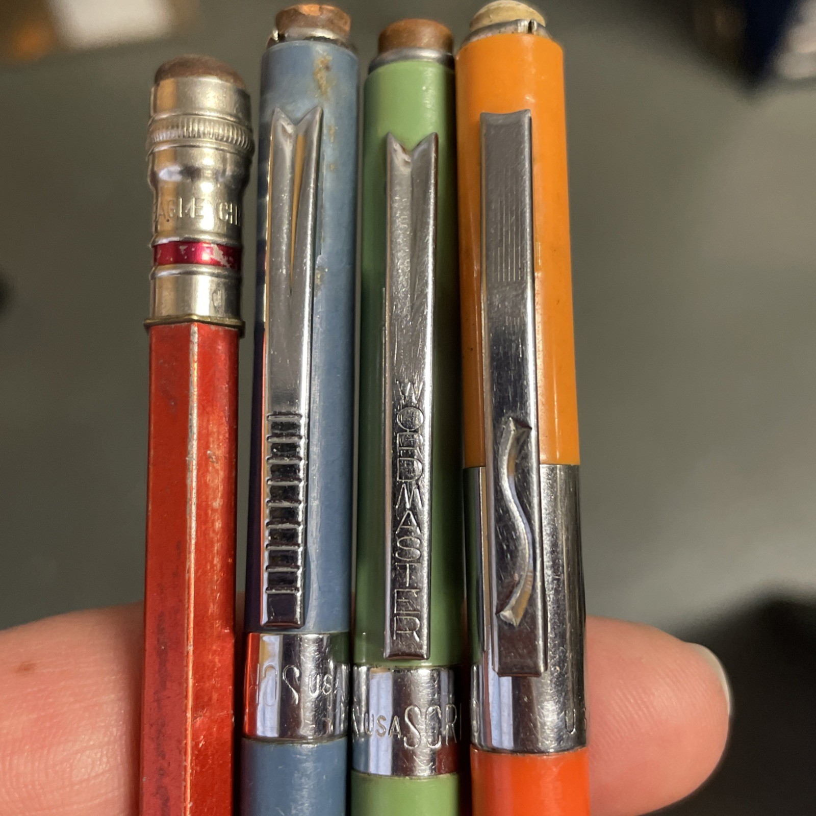 Vintage Scripto Mechanical Pencils Lot of 4 Multicolor 40s 50s 60s 70s