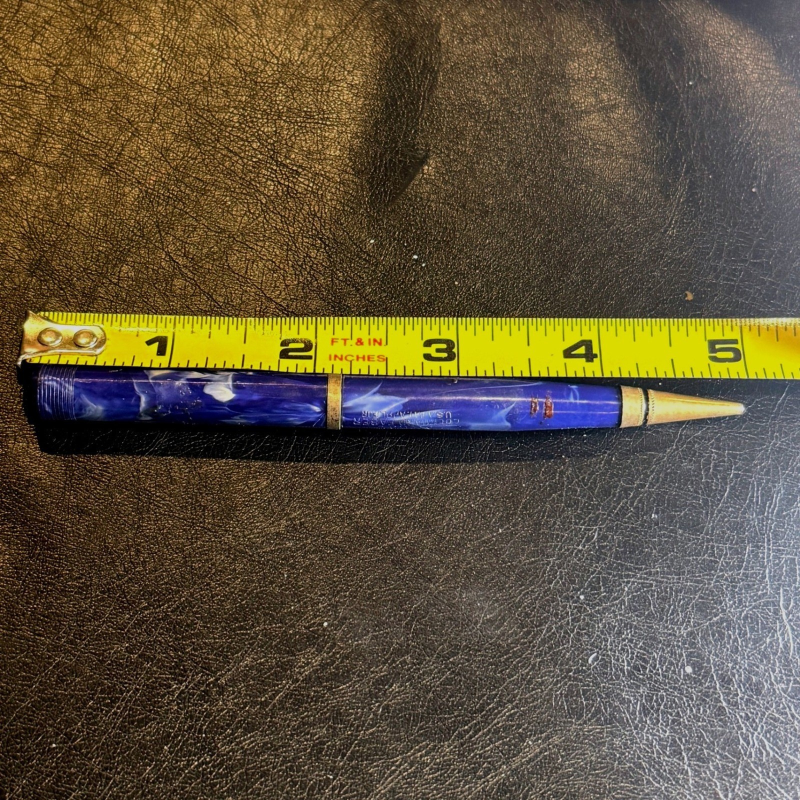 Vintage 1930s Eberhard Faber Stellar Mechanical Pencil Blue Marbled Celluloid