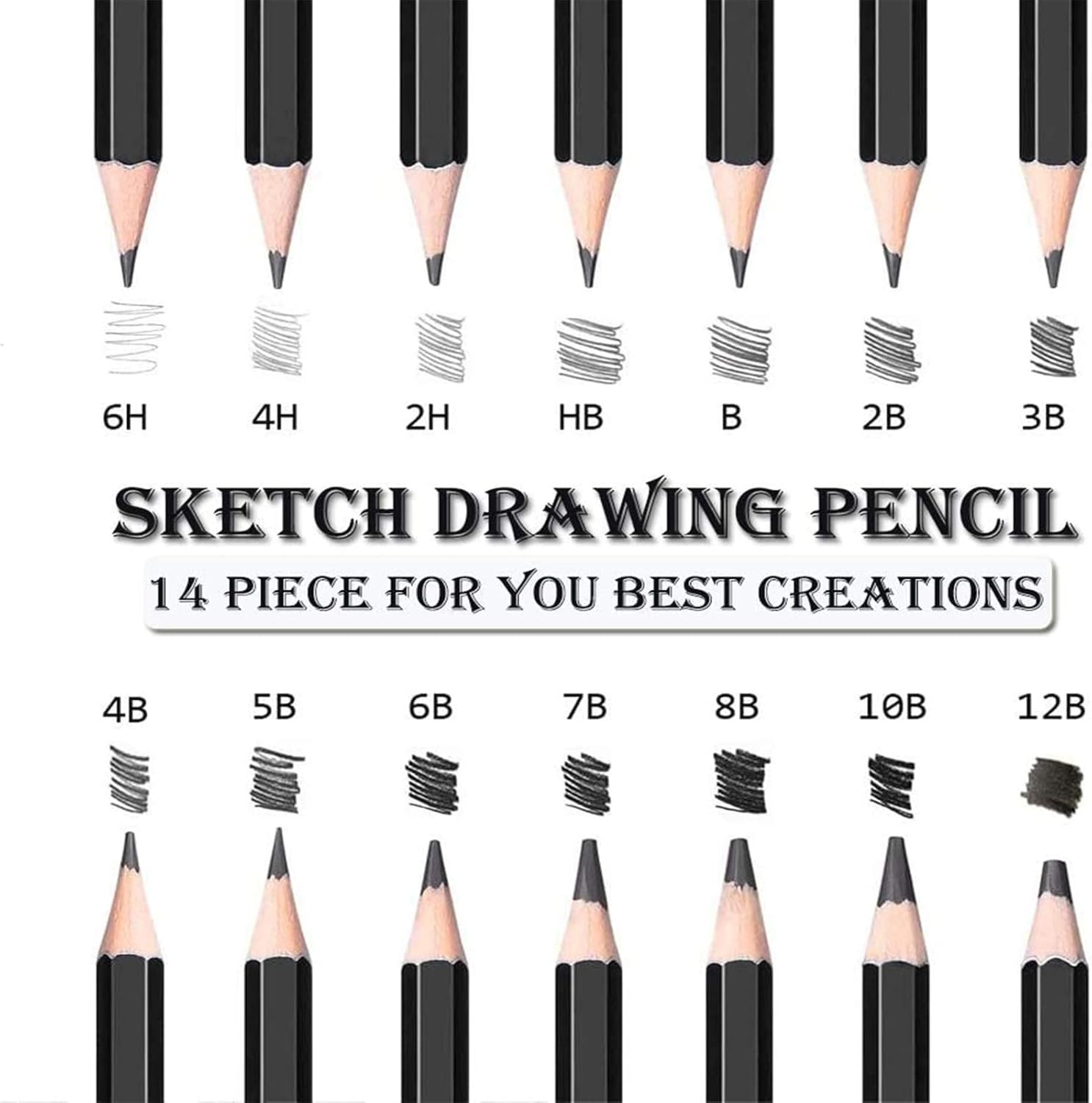 Drawing Pencils, 24pcs Sketching Pencils Set with Graphite 12B black