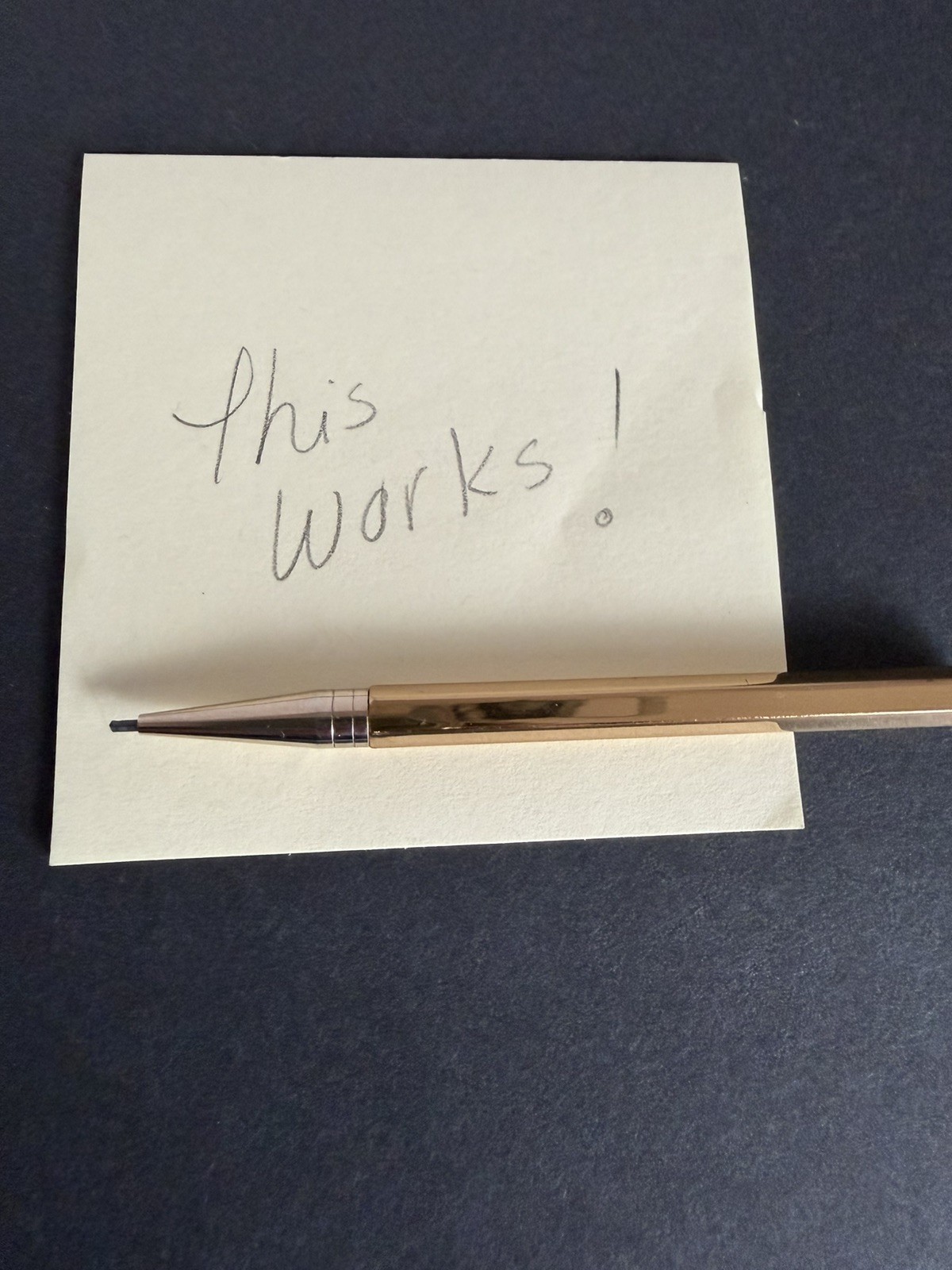 3.5” Mid-century Mechanical Pencil Gold-toned. Hexagonal Shape With Lead Inside.