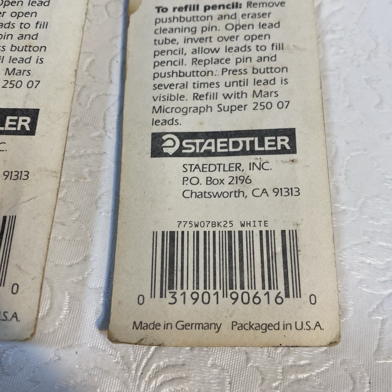 Lot Vtg Staedtler Marsmicro 0.7 mm Mechanical Pencil &Leads WHITE plus 3 Pk NOS