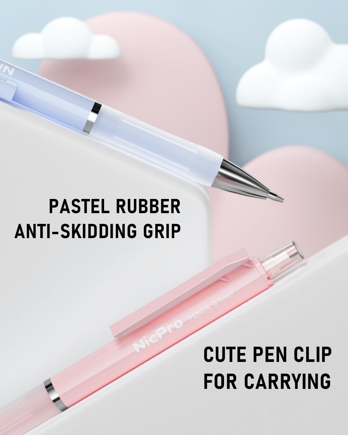 Charming 3PCS Pastel Mechanical Pencil Set for Kids – 0.9mm Writing Delight