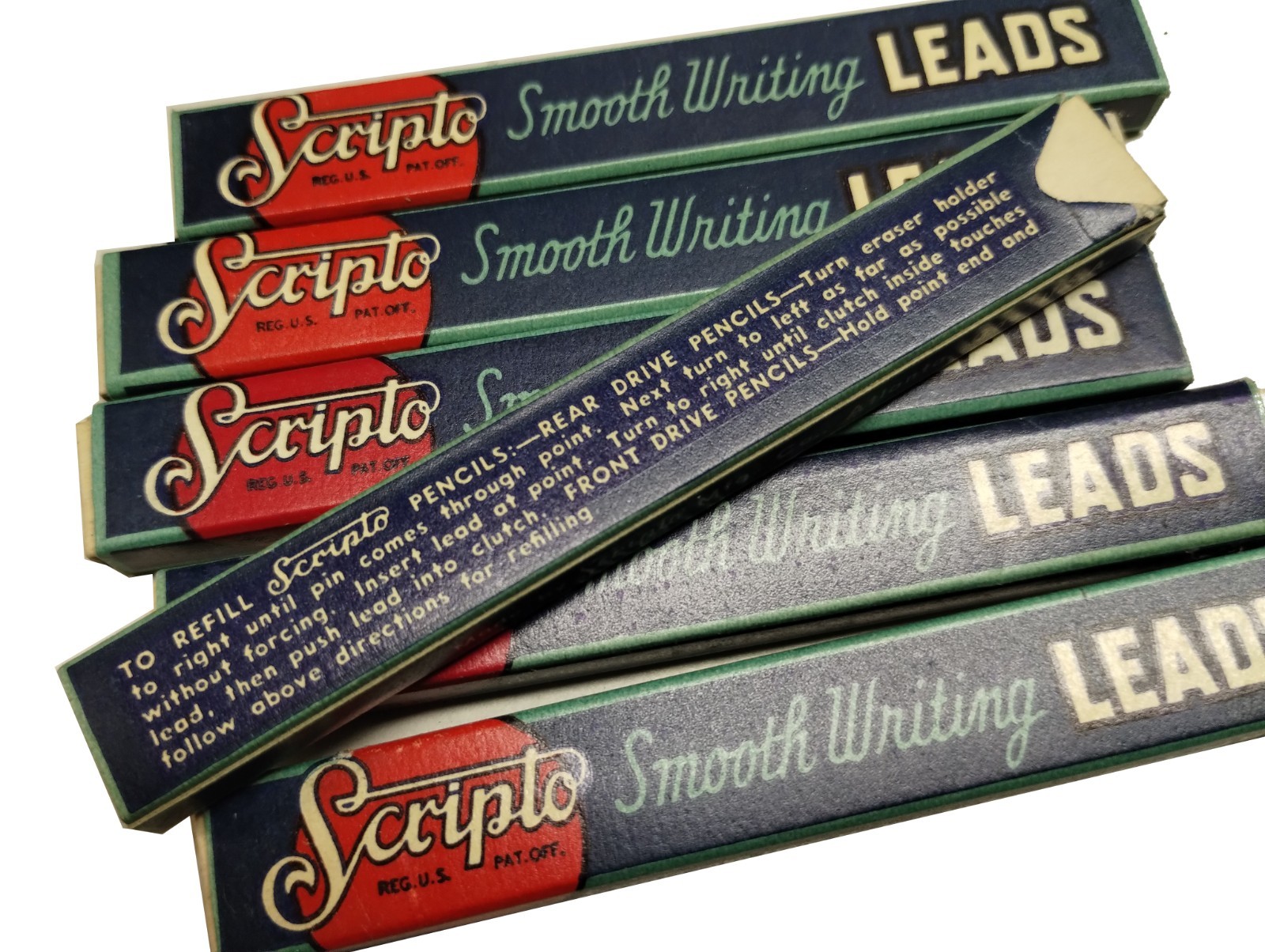 NOS Scripto Smooth Writing Leads Blue Copy Unused 12 Pack in Original Box 6 per