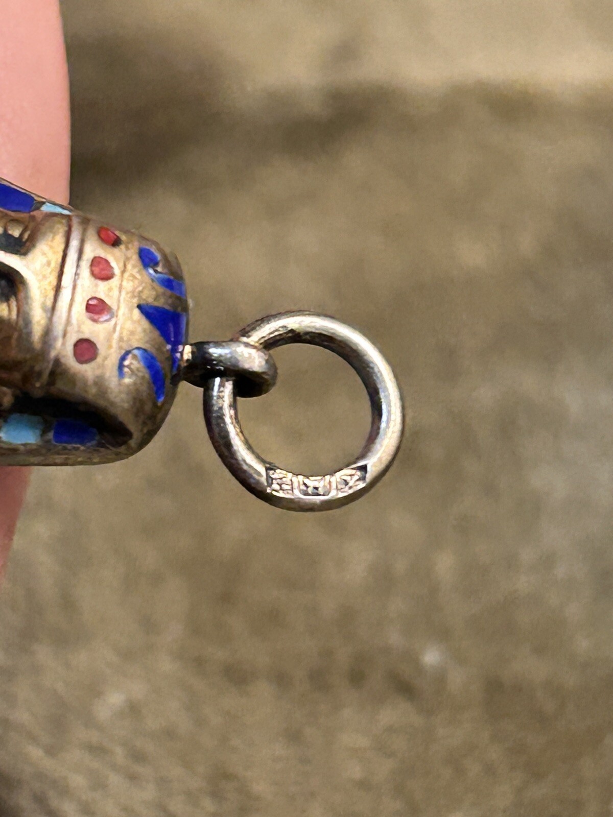 1920s British Egyptian Revival Sterling Enamel Retractable Pencil Brit Hallmarks