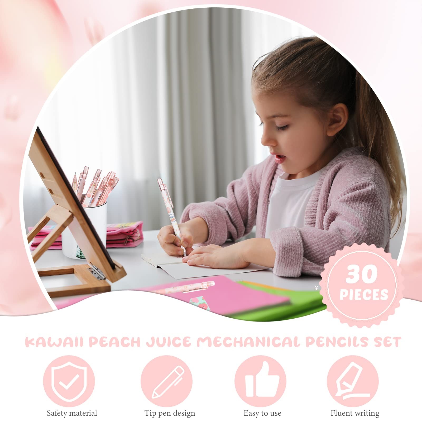 30 Pcs Kawaii Peach Mechanical Pencil Gift Set 12 Mechanical Japanese Pencils…