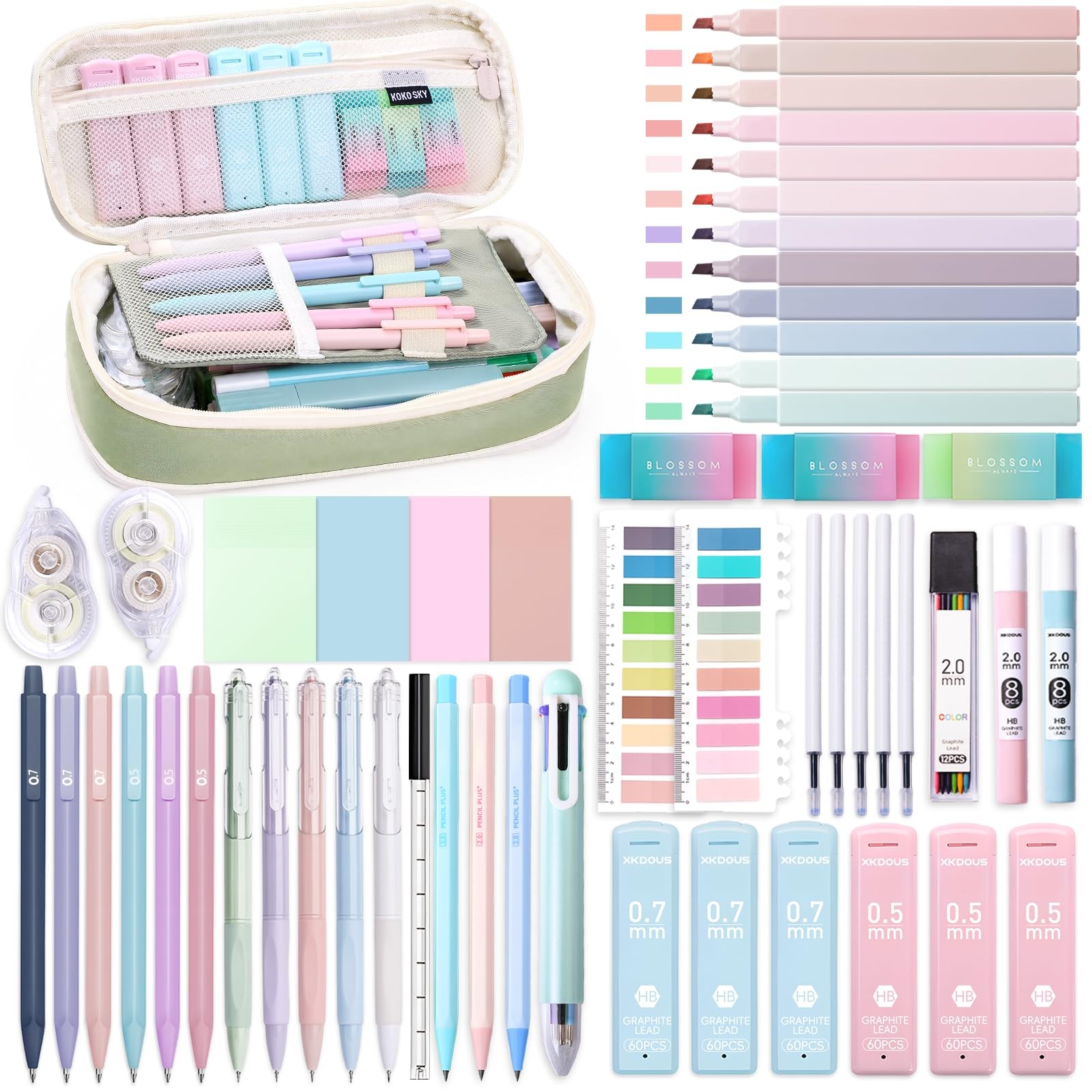 54 PCS School Supplies Set Cute with Large Pen Case