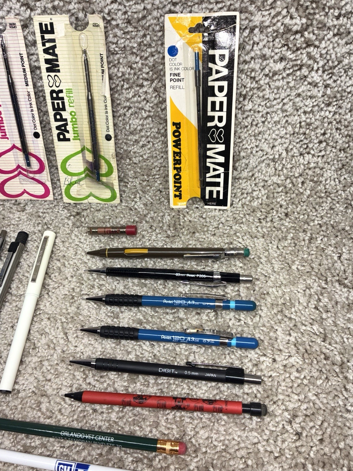 VINTAGE LOT Pentel A3DX Pens Mechanical Pencils Paper Mate Double Heart Refill