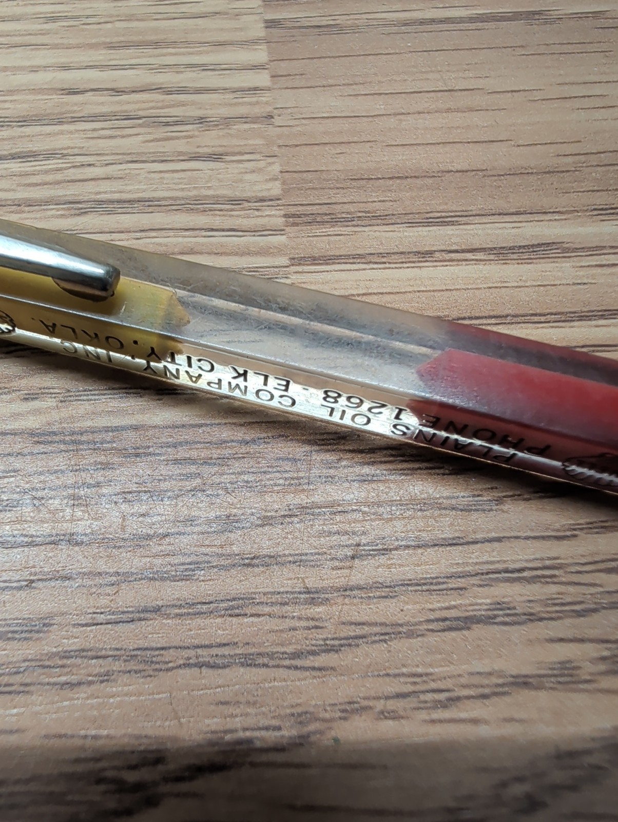 Vintage Ha-wi-an Mechanical Pencil Shell Oil Advertising Lucite Elk City Okla.