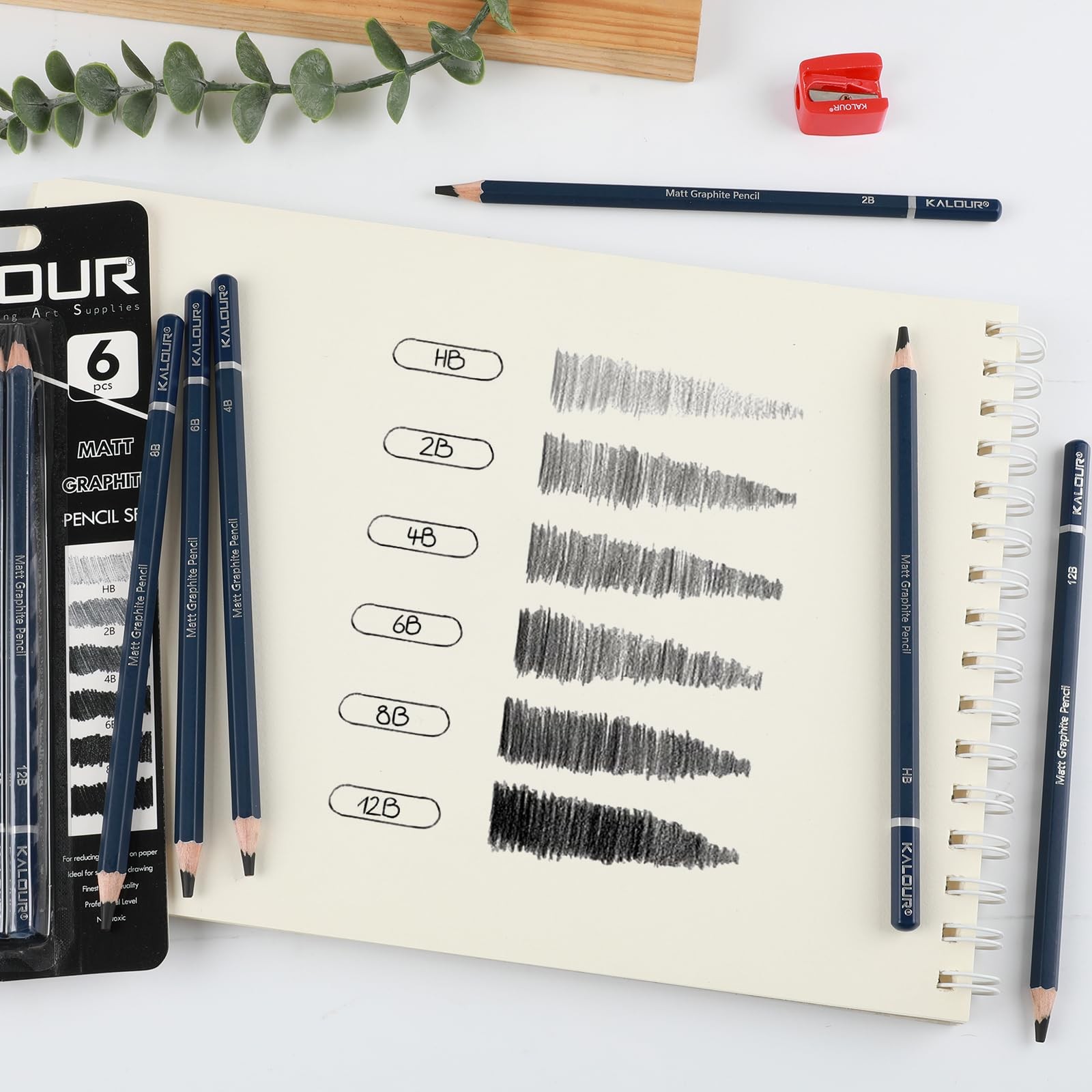 KALOUR PDAS Professional Drawing Pencils for 6 Count (Pack of 1), Black