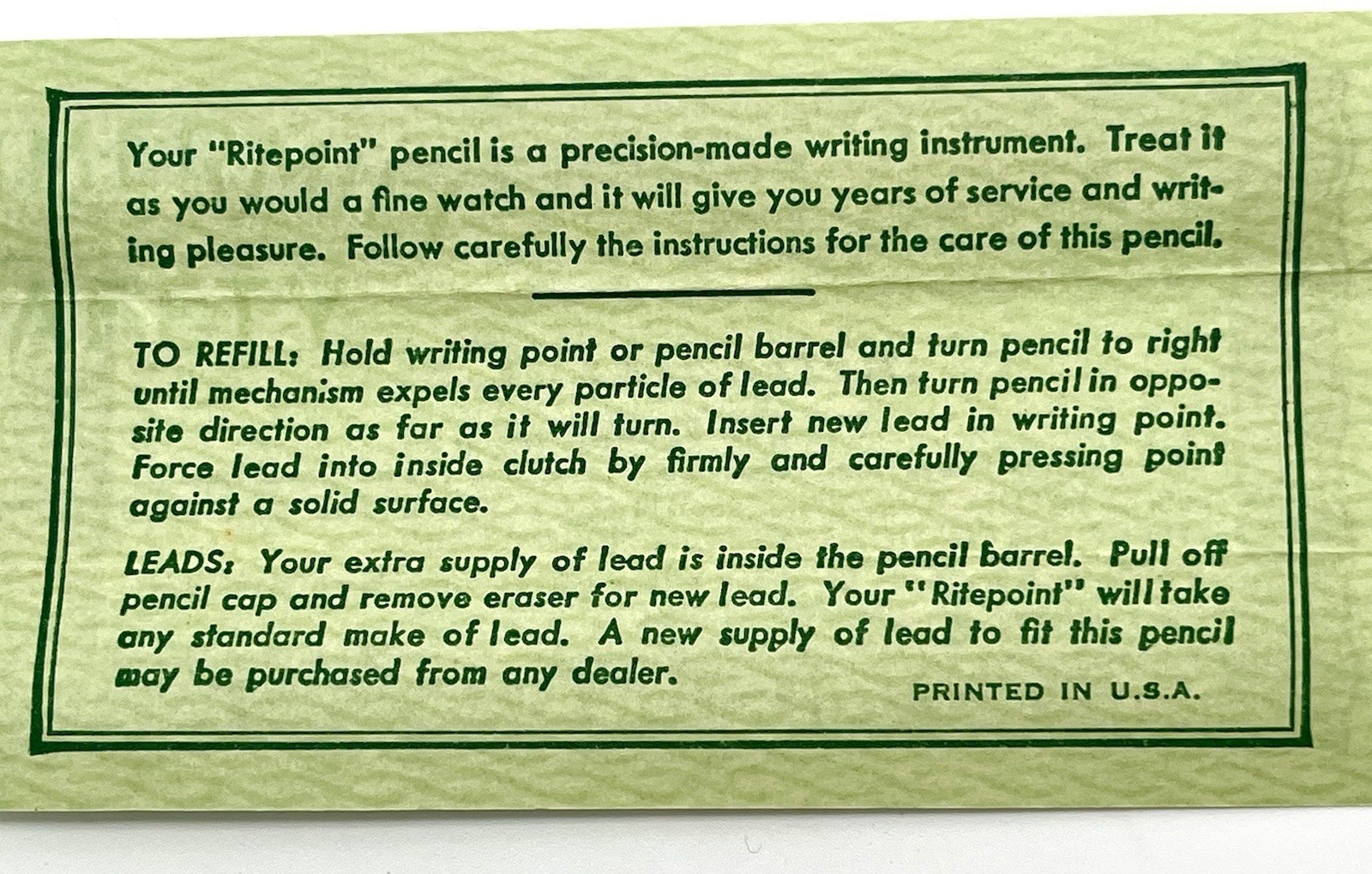 Vintage Telephony Ephemera Ritepoint Pencil Ruhle Refrigeration 2 Digit Phone#