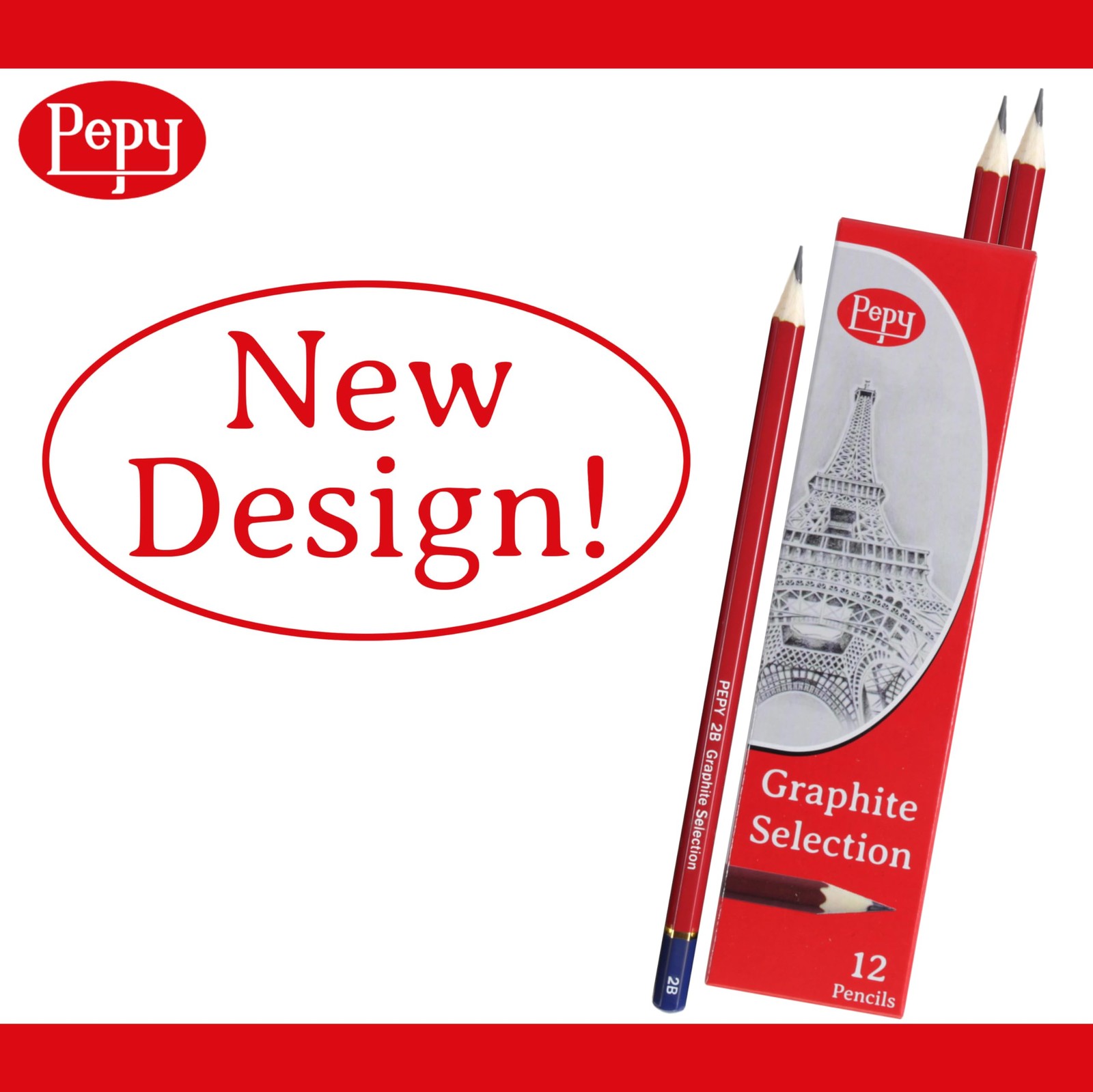 Pepy Graphite Professional Drawing Pencils – Set 1 Count (Pack of 12), Black