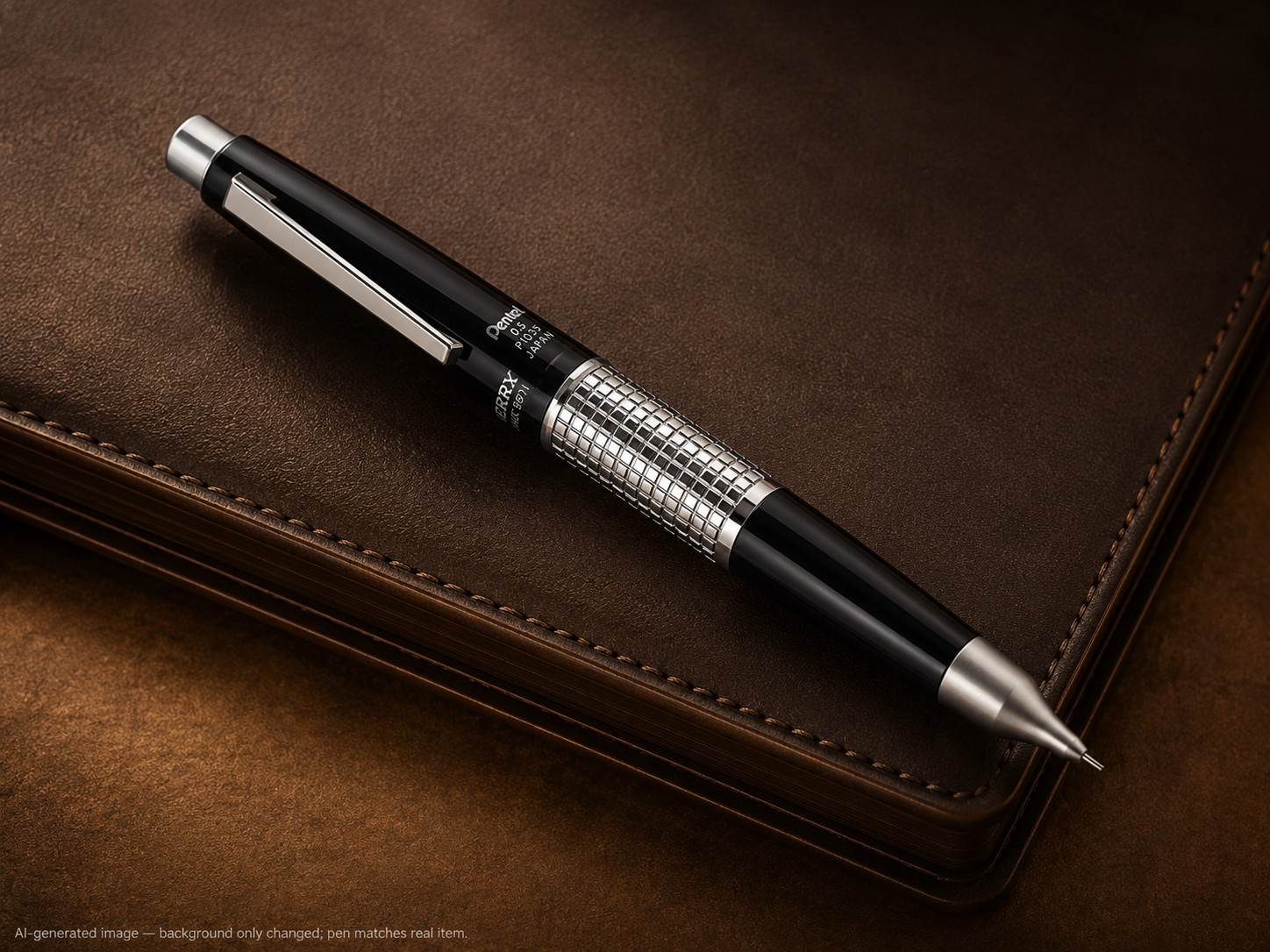 Pentel Sharp Kerry P1035 Japan Black Silver 0.5mm Mechanical Pencil Premium