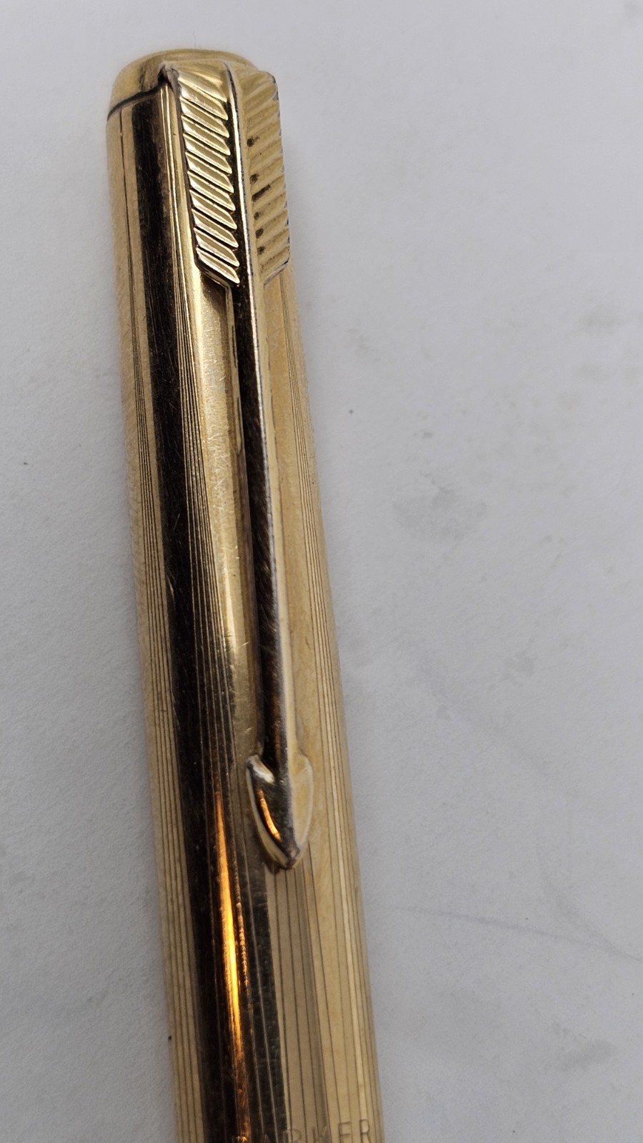 “PARKER * 1/10 12K GOLD FILLED…” Grey/Gold Trim Cap-Act. Working Mech Pencil