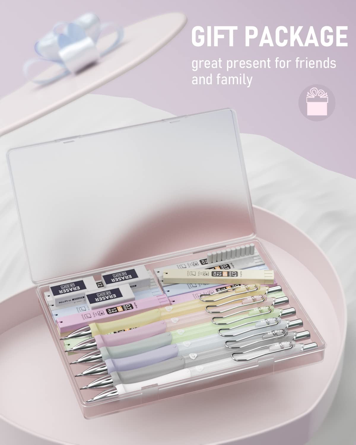 Nicpro 6PCS Pastel Mechanical Pencil Set 0.7 mm, Cute 0.7, Green