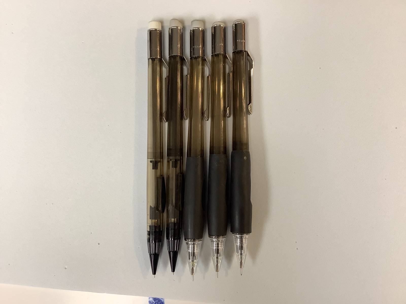 Vintage–5 Pentel PD345 Quicker Clicker Mechanical Pencil Smoke Black 0.5 TESTED