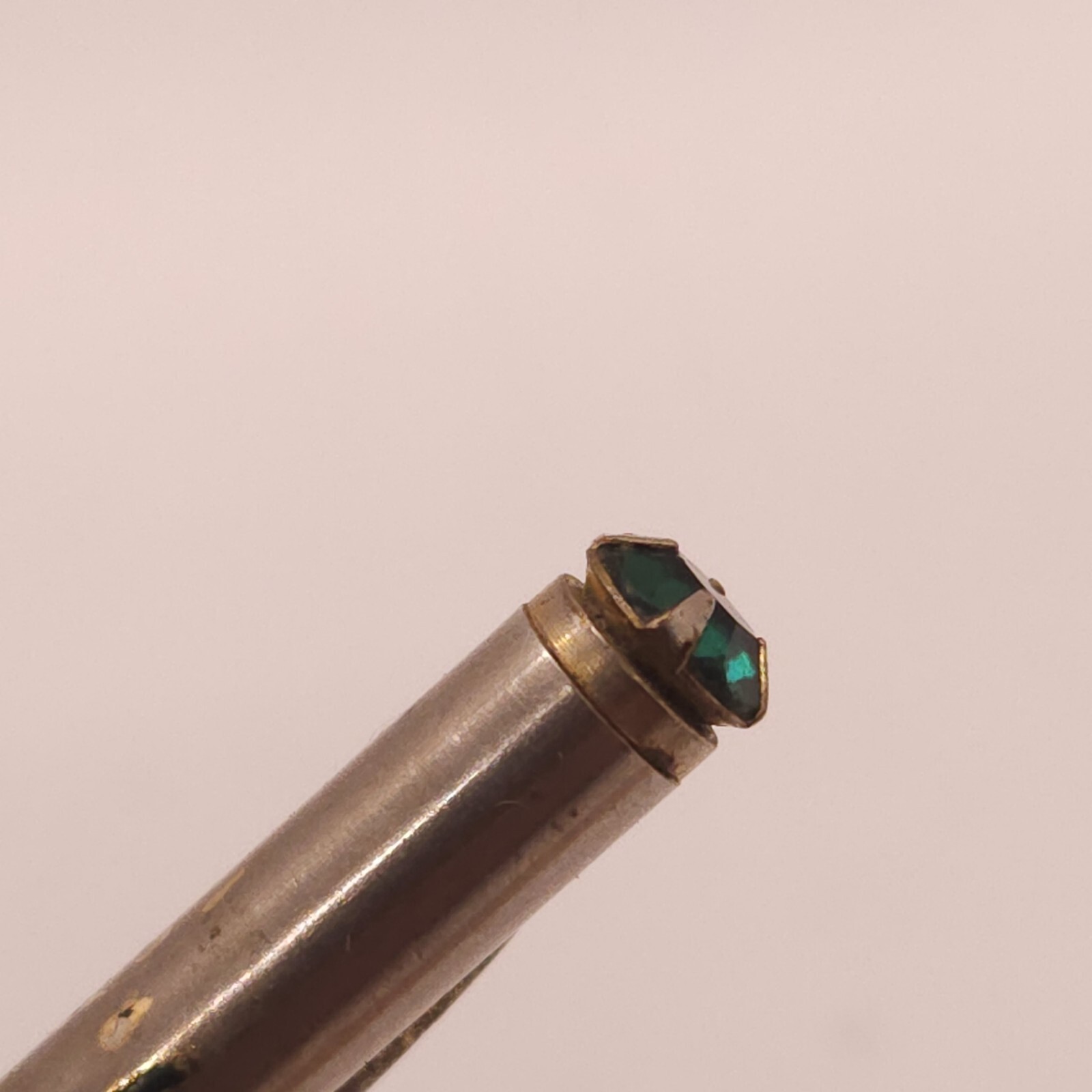 Mascot Vintage Mechanical Pencil Gold Colored Metal With Green Stone Set In End.