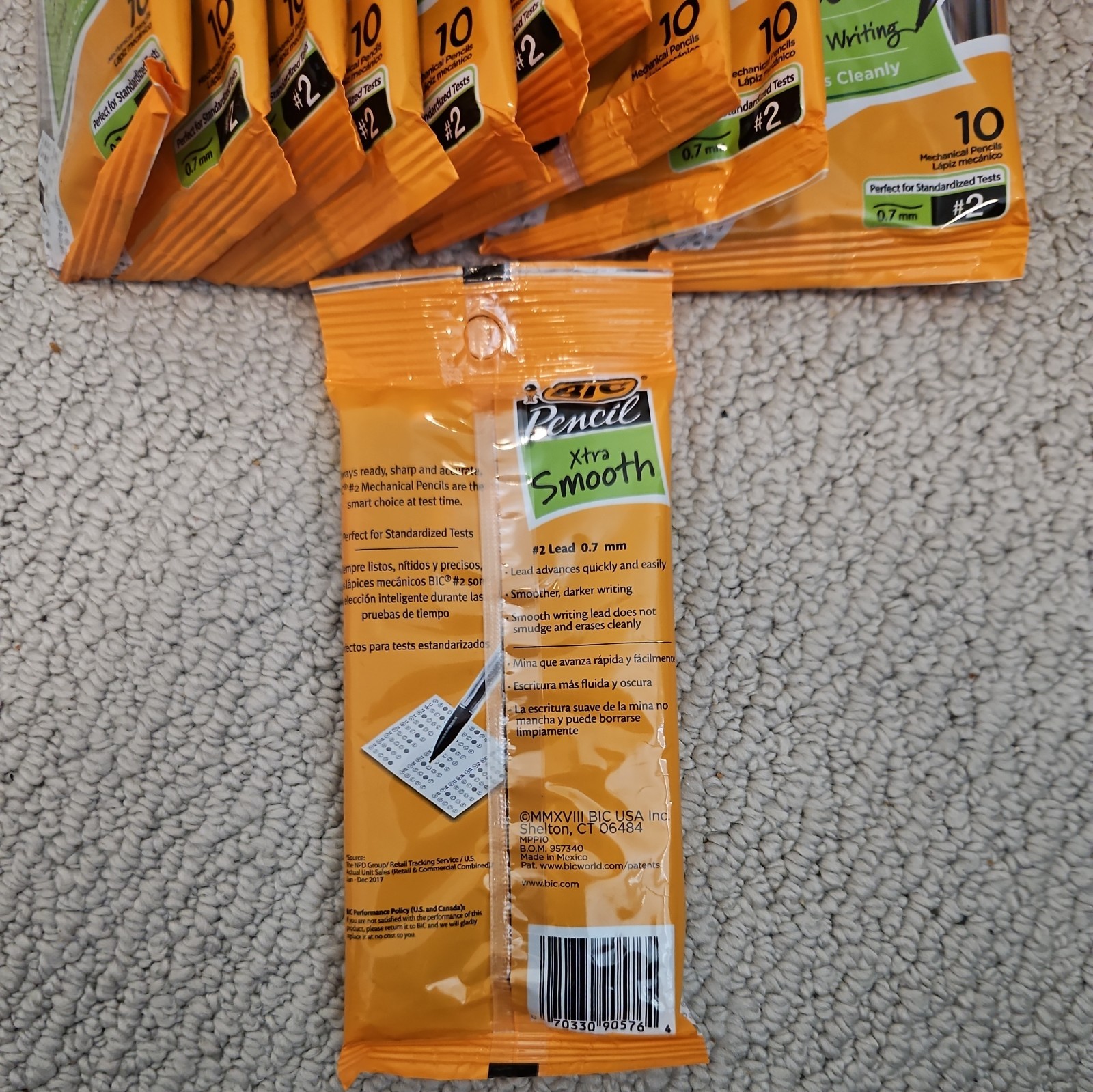 BOX of 12 – 10 PACK BIC XTRA-SMOOTH MECHANICAL PENCILS W/ERASERS (0.7 MM #2)