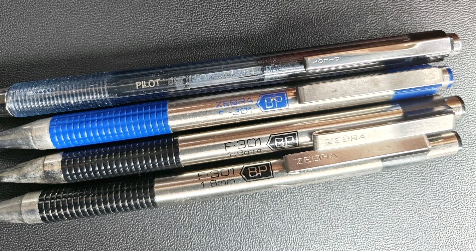 Vintage Pens Lot Of 4 Zebra F-301 Pilot Made In Japan Black/ Blue Ink