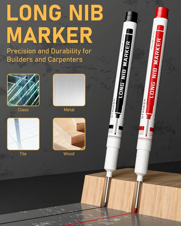 17 Pack Mechanical Carpenter Pencil Set with Sharpener 40 Red+Black(17pcs)