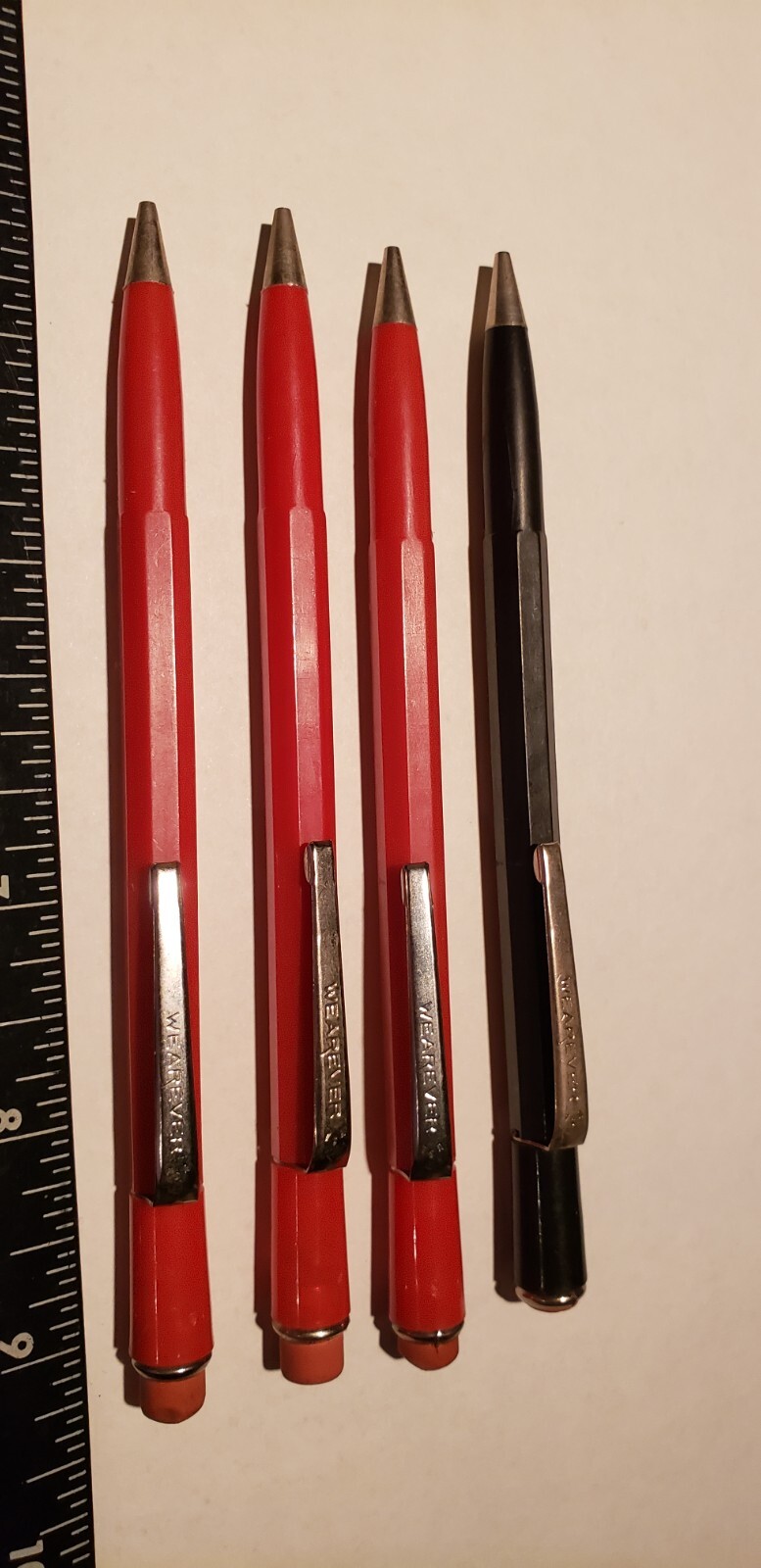 Lot 3 RED 1 Black WEAREVER MECHANICAL PENCILS Used Vintaage 70s 80s and lead