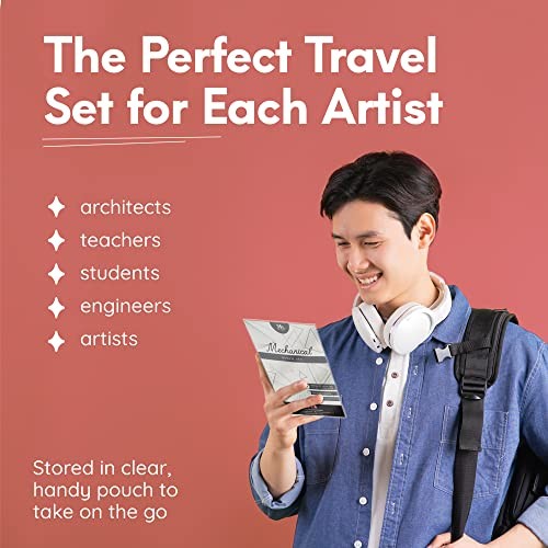 MozArt Mechanical Pencil Set – 4 Sizes: 0.3, 0.5, 0.7 & 0.9 mm, 30 HB Lead