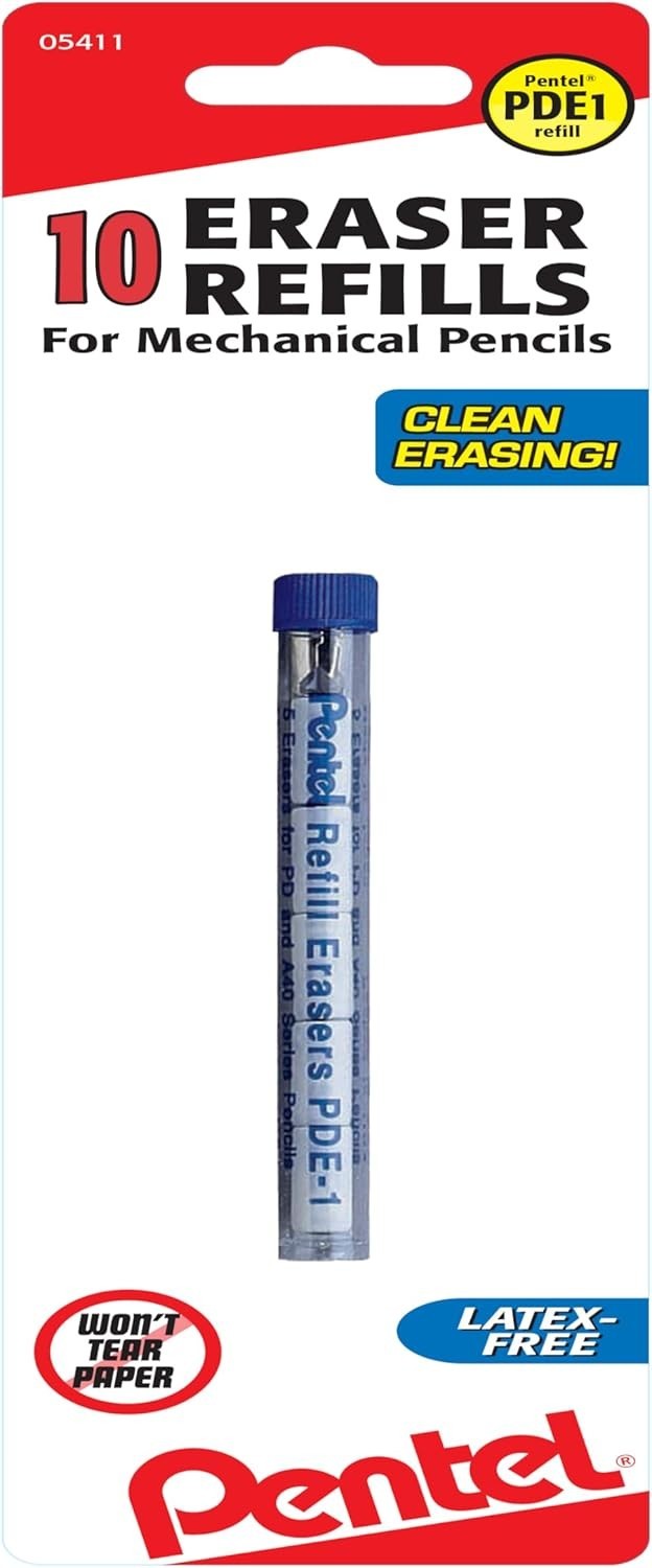 Compact 5-Piece Refill Eraser Tubes with Metal Holder – Non-Abrasive Quality