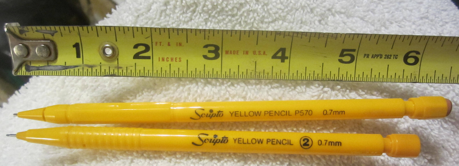 2 lot, YELLOW PENCIL SCRIPTO MECHANICAL 0.7mm,1 P570 VTG lot