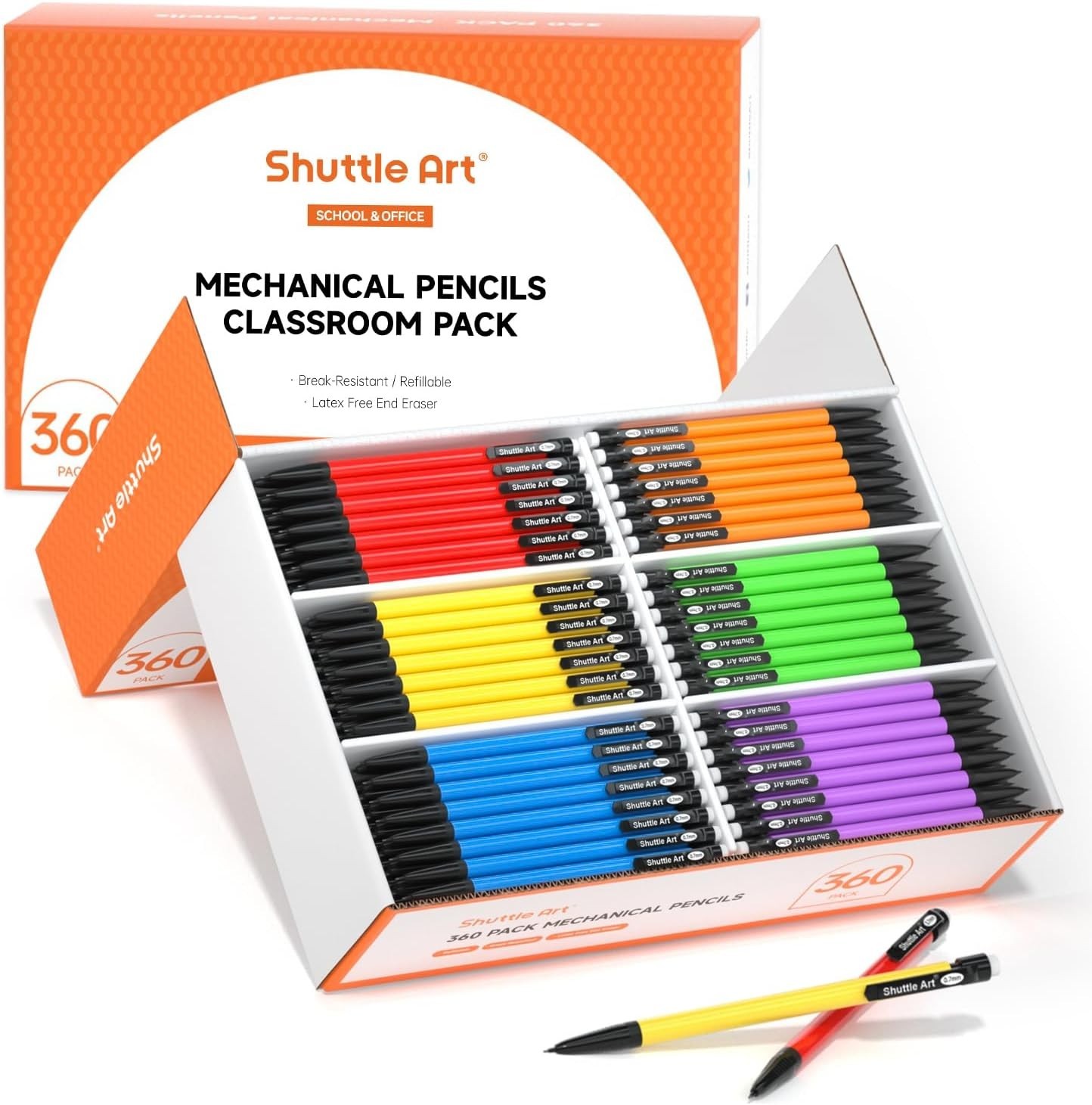 360-Pack Bulk Mechanical Pencils 0.7mm Medium Point – Assorted Colors