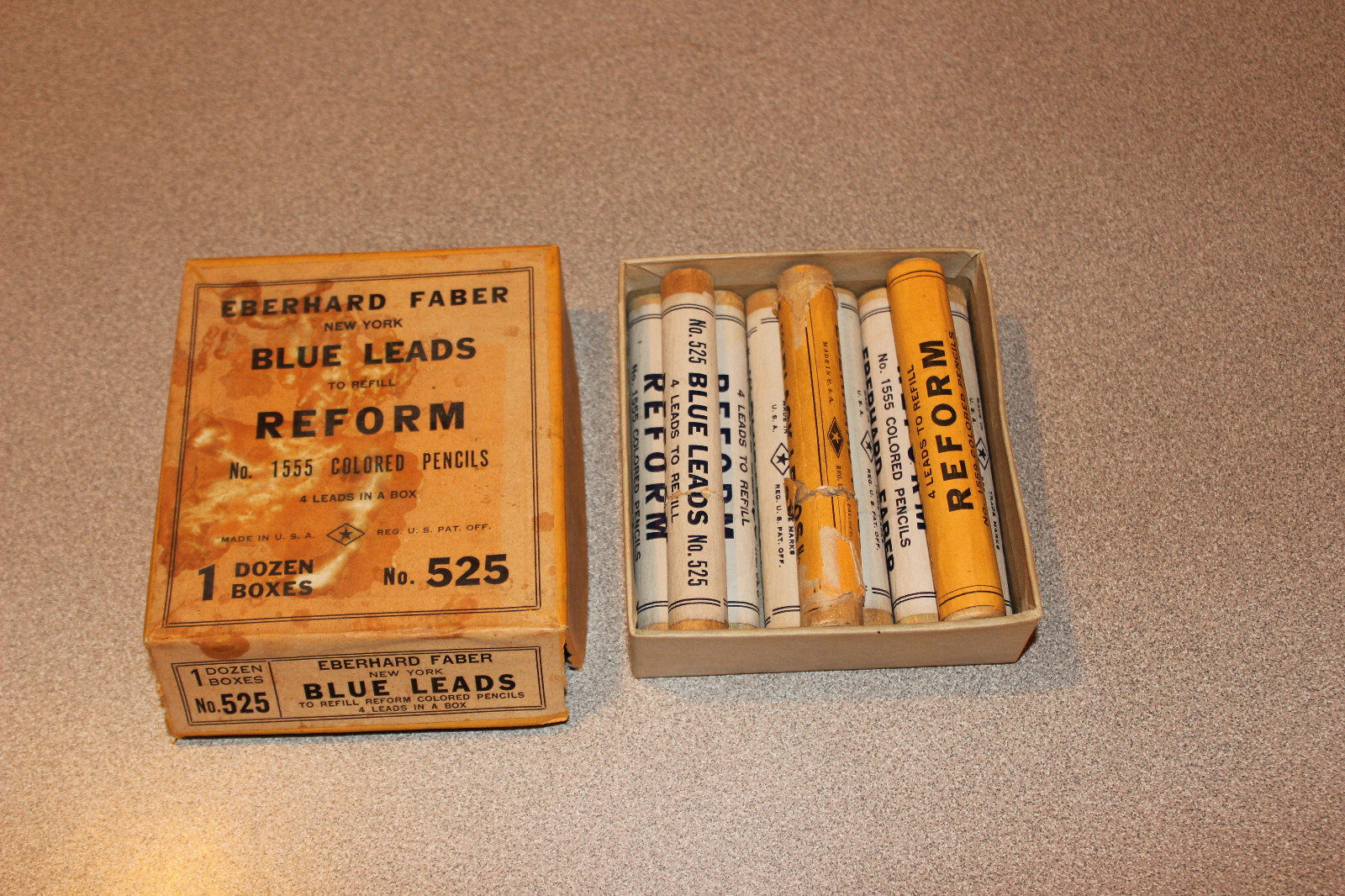 NOS Vintage EBERHARD FABER “Reform” Mechanical Marking Pencil Leads Blue & Black