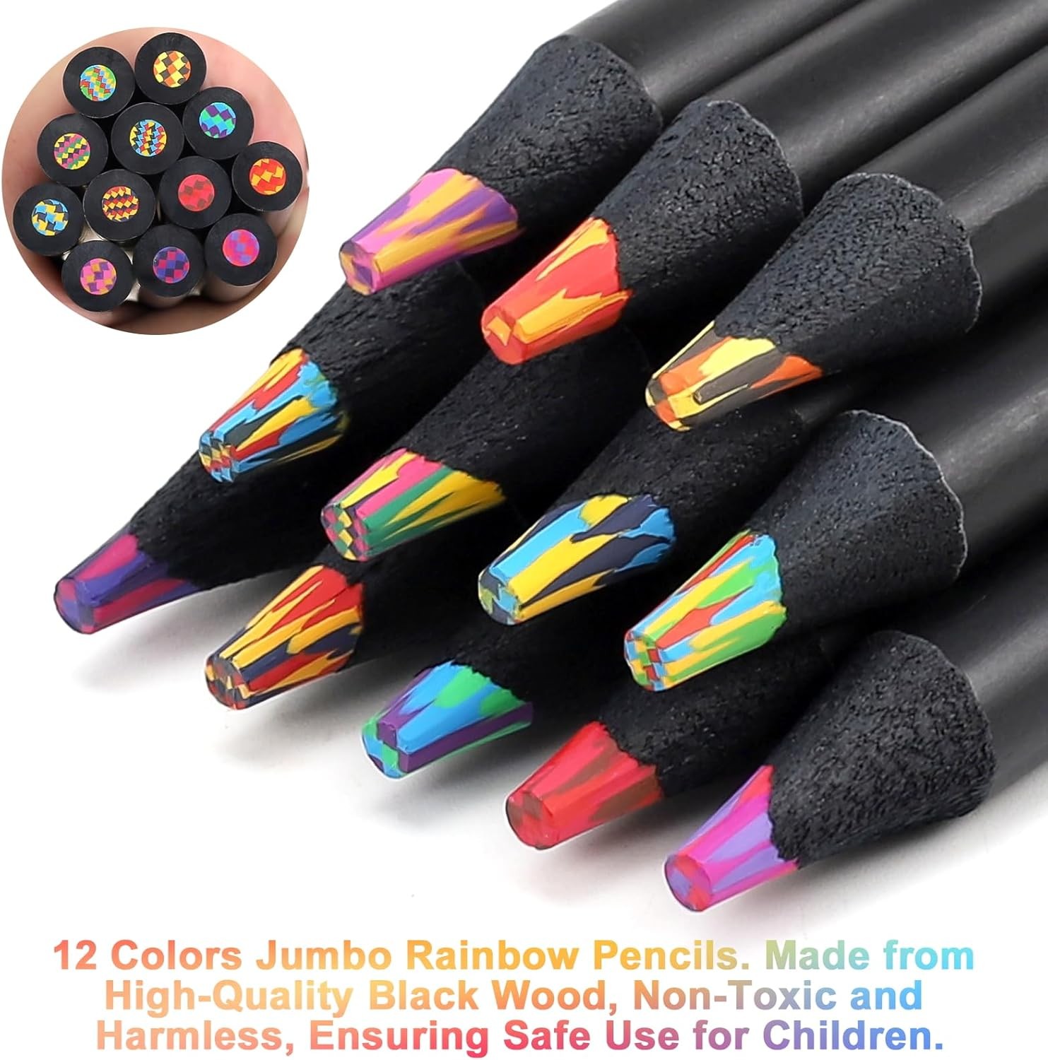 Valentines Day Gifts Kids: 12 Rainbow Colored Pencils,Art Supplies Kids 9-12,Art