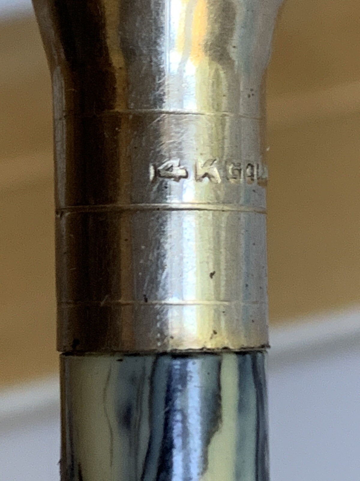 Mechanical Pencil 14K Gold Plated Gray and Cream Marbled Unbranded 5.25”