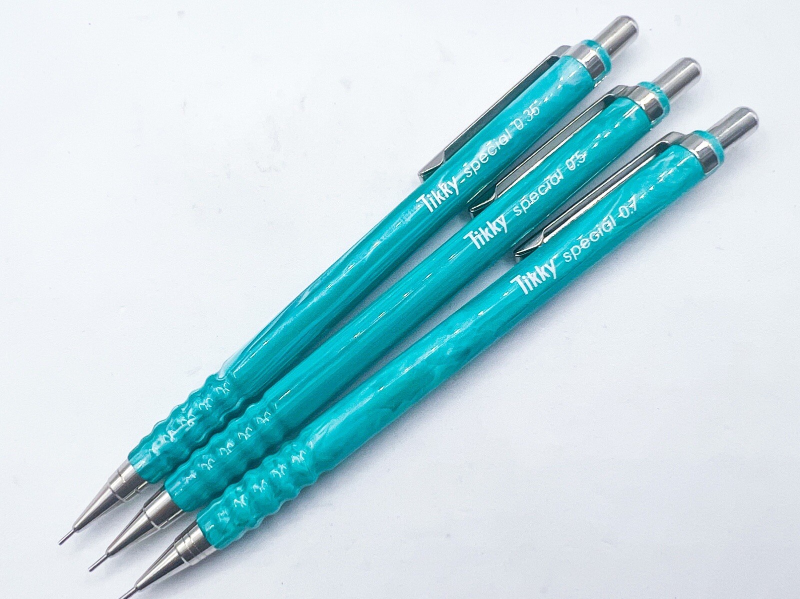 NOS rotring tikky special mechanical pencil 3pcs marble Green with pouch
