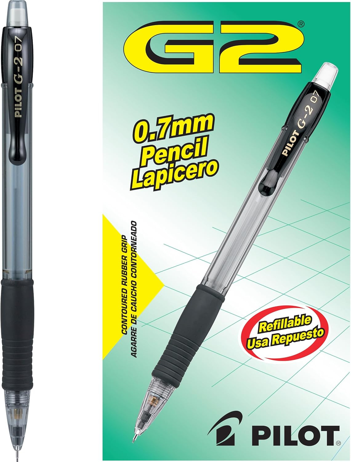 G2 0.7 Mechanical Pencils with Erasers, 0.7Mm HB Lead, Black Accents, Mechanical