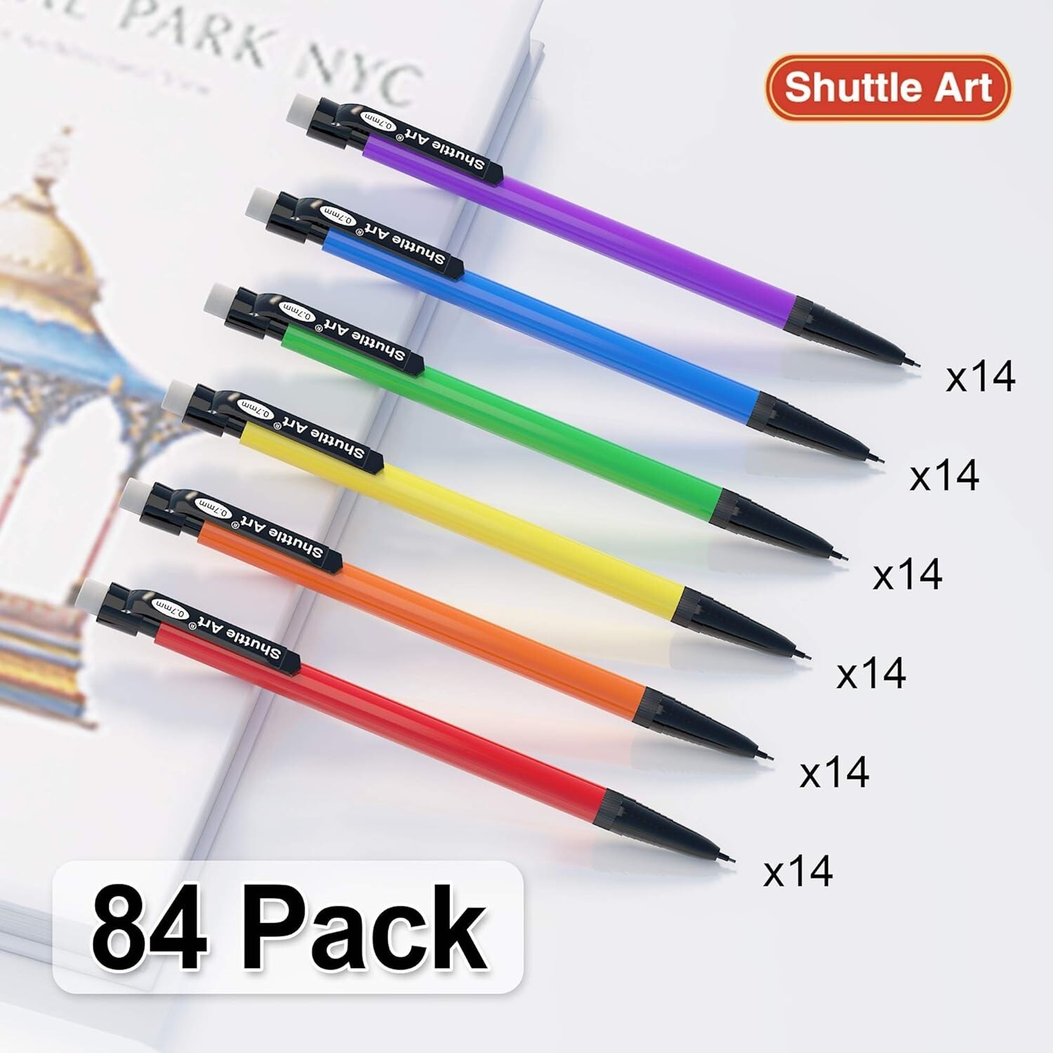 Bulk Mechanical Pencils 84 Pack 0.7mm HB #2 Assorted Colors for School Office