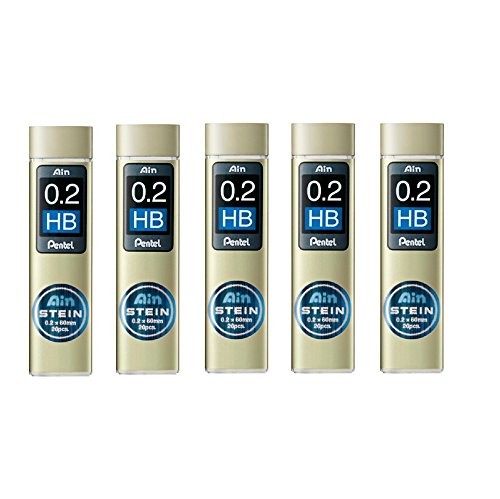 Pentel Ain Mechanical Pencil Leads 0.2mm HB 100 Leads Value Set 5 Pack