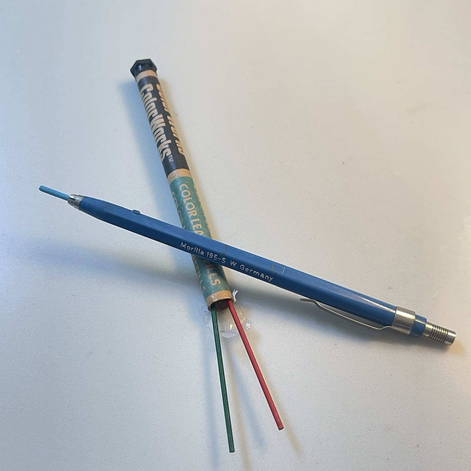 Vintage Drawing Lot Morilla Mechanical Pencil 195-S, Blue Red Green Leads